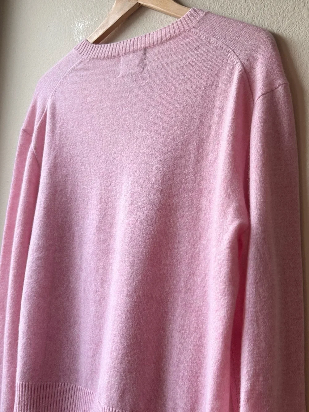 NWT J.Crew Cashmere Pink High V-Neck Sweater Heather Bouquet Sz L